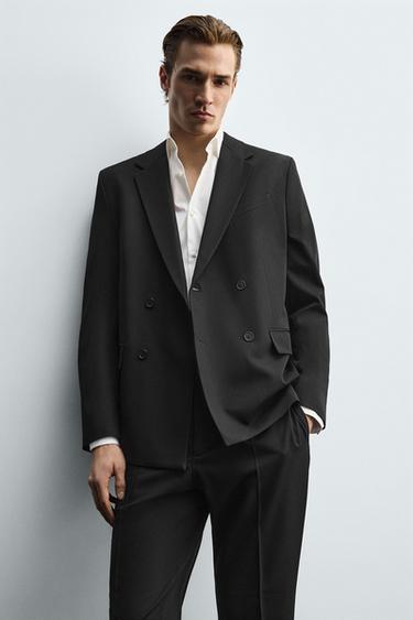 COMFORT DOUBLE-BREASTED SUIT BLAZER - Black by Zara - Image 4