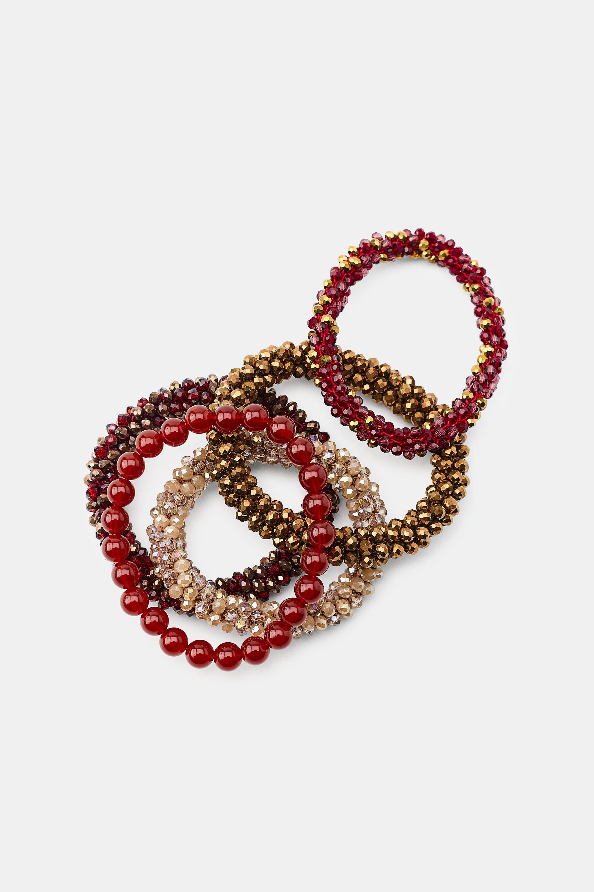 Женские аксессуары Zara ELASTIC BEADED BRACELET PACK — фото 5