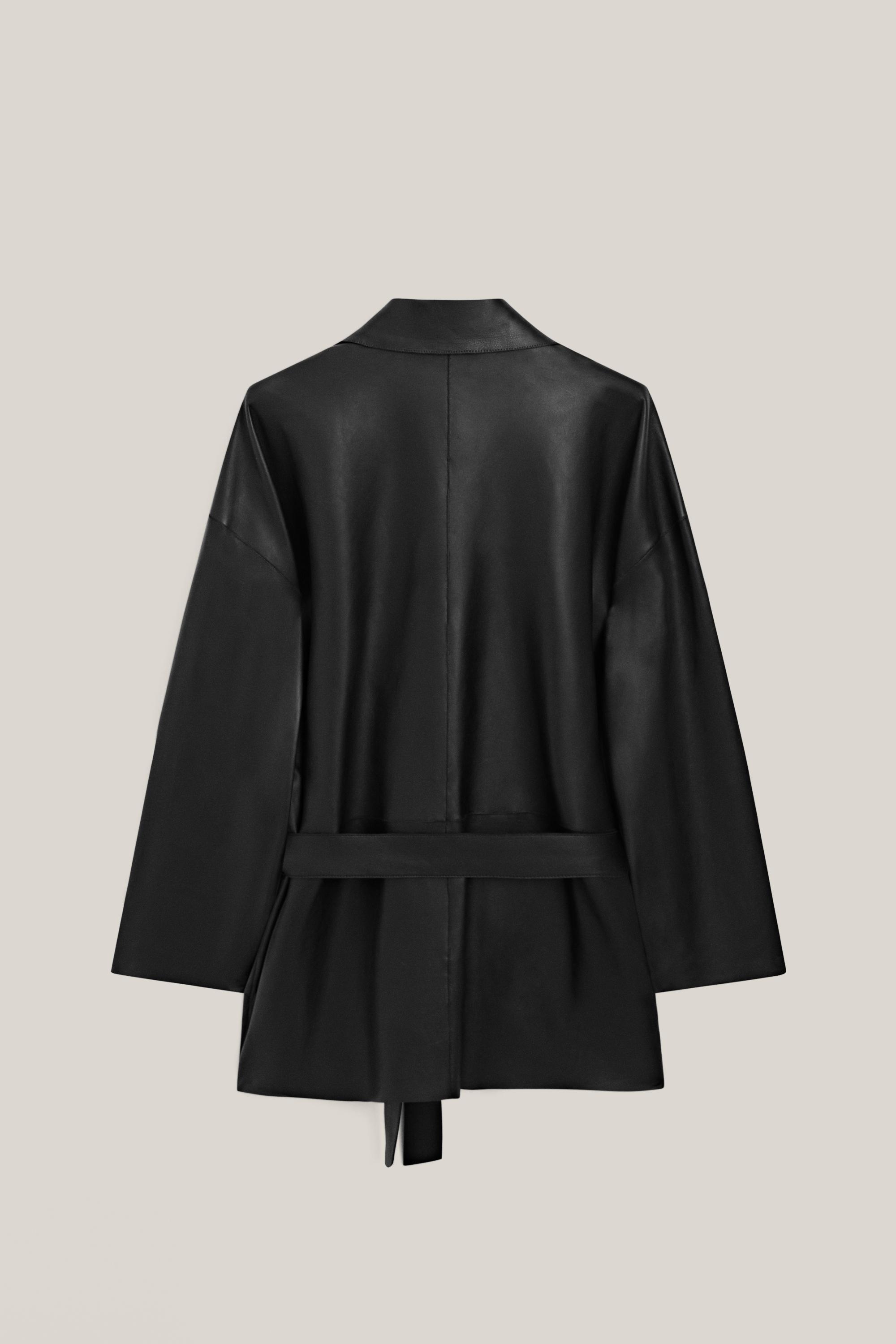 Long nappa leather jacket with tie - LIMITED EDITION
