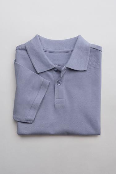 BASIC ENSFARVET POLOSKJORTE - lys blå fra Zara