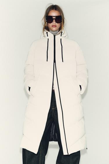 LONG RUBBERISED HOODED WINDPROOF ANORAK - Light beige by Zara