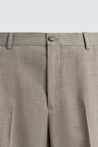 COMFORT WOOL BLEND SUIT TROUSERS - Grey / Beige by Zara - Image 7