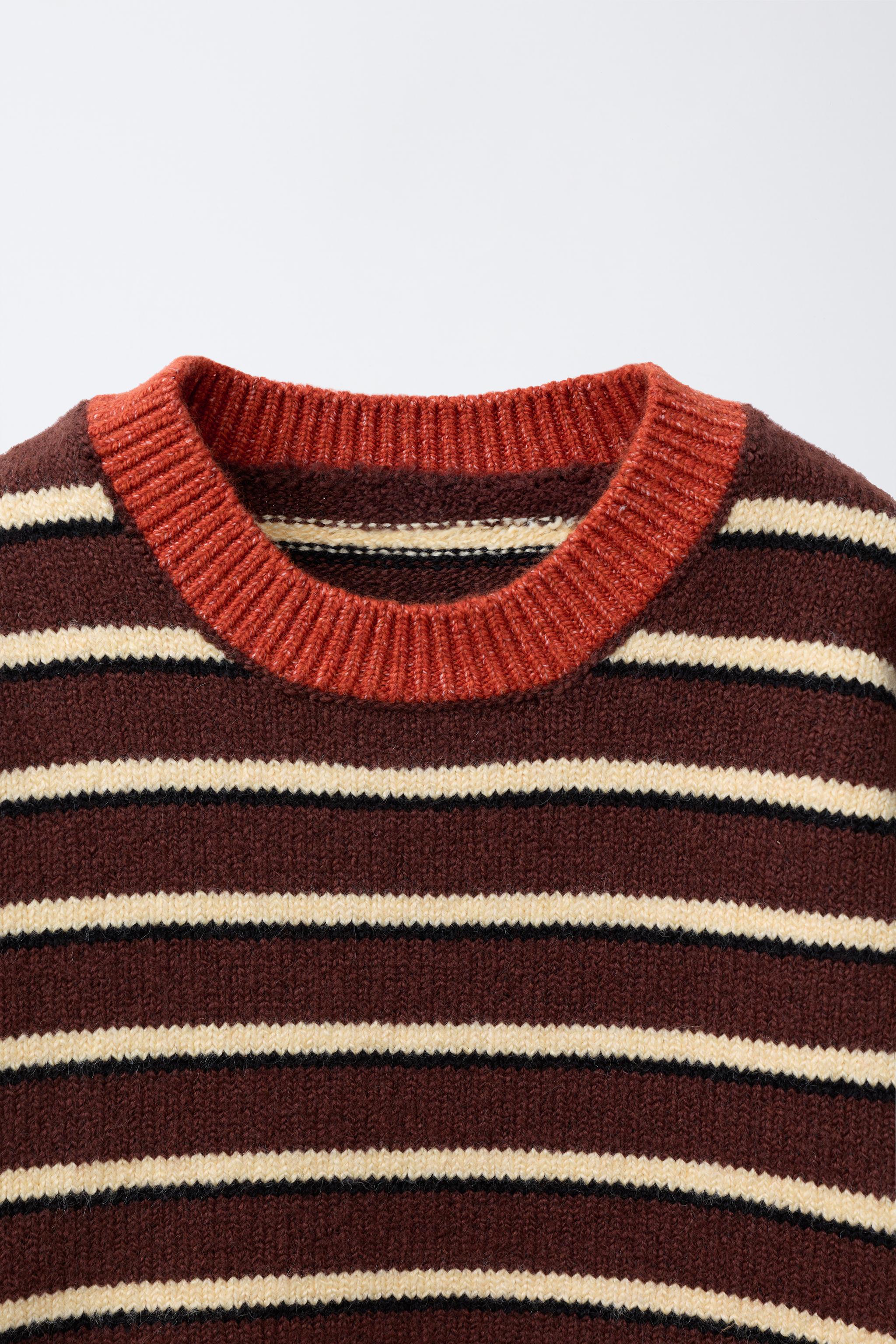 STRIPED KNIT SWEATER - Brown / Ecru | ZARA United States