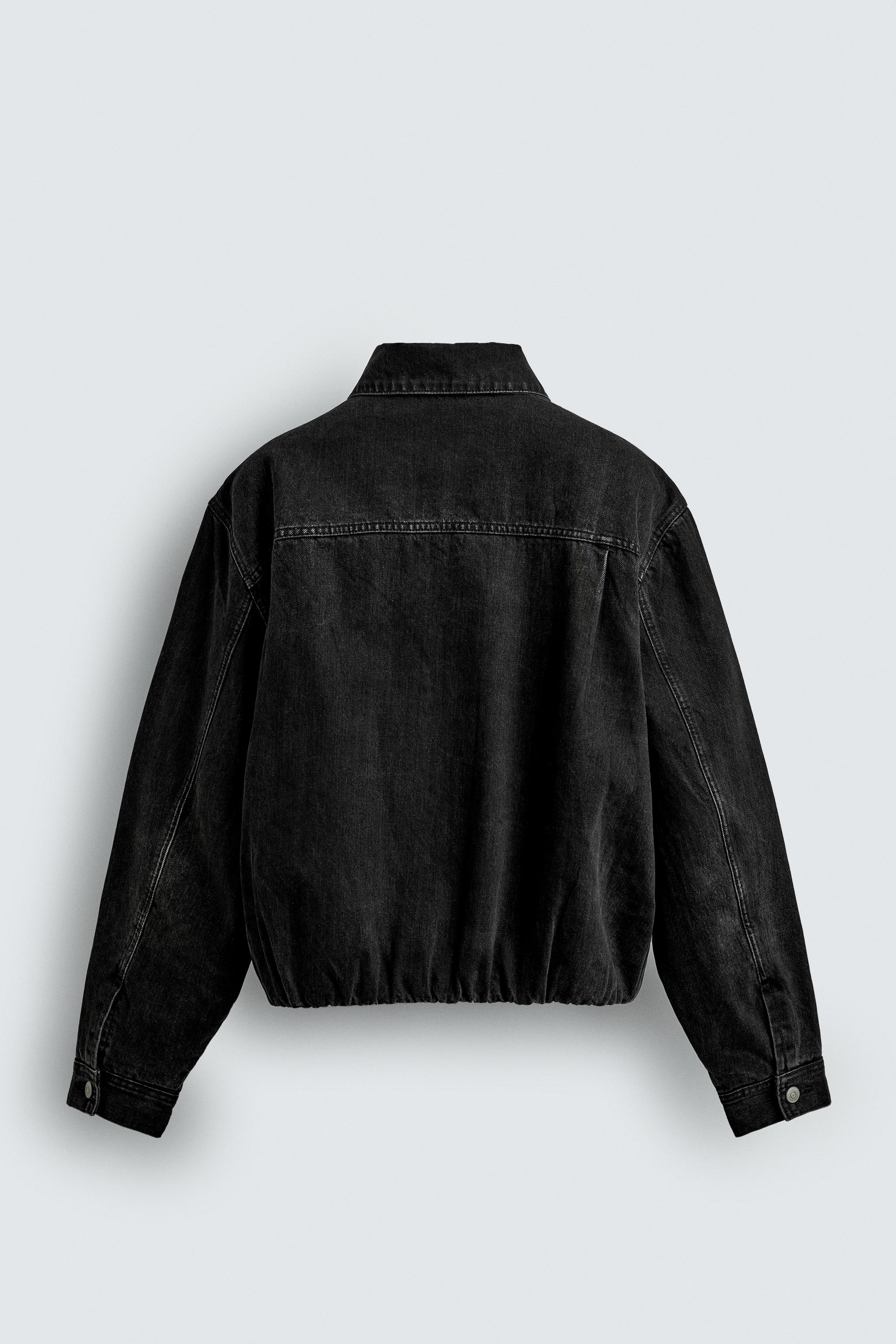 QUILTED BOXY FIT DENIM JACKET - Black | ZARA Australia