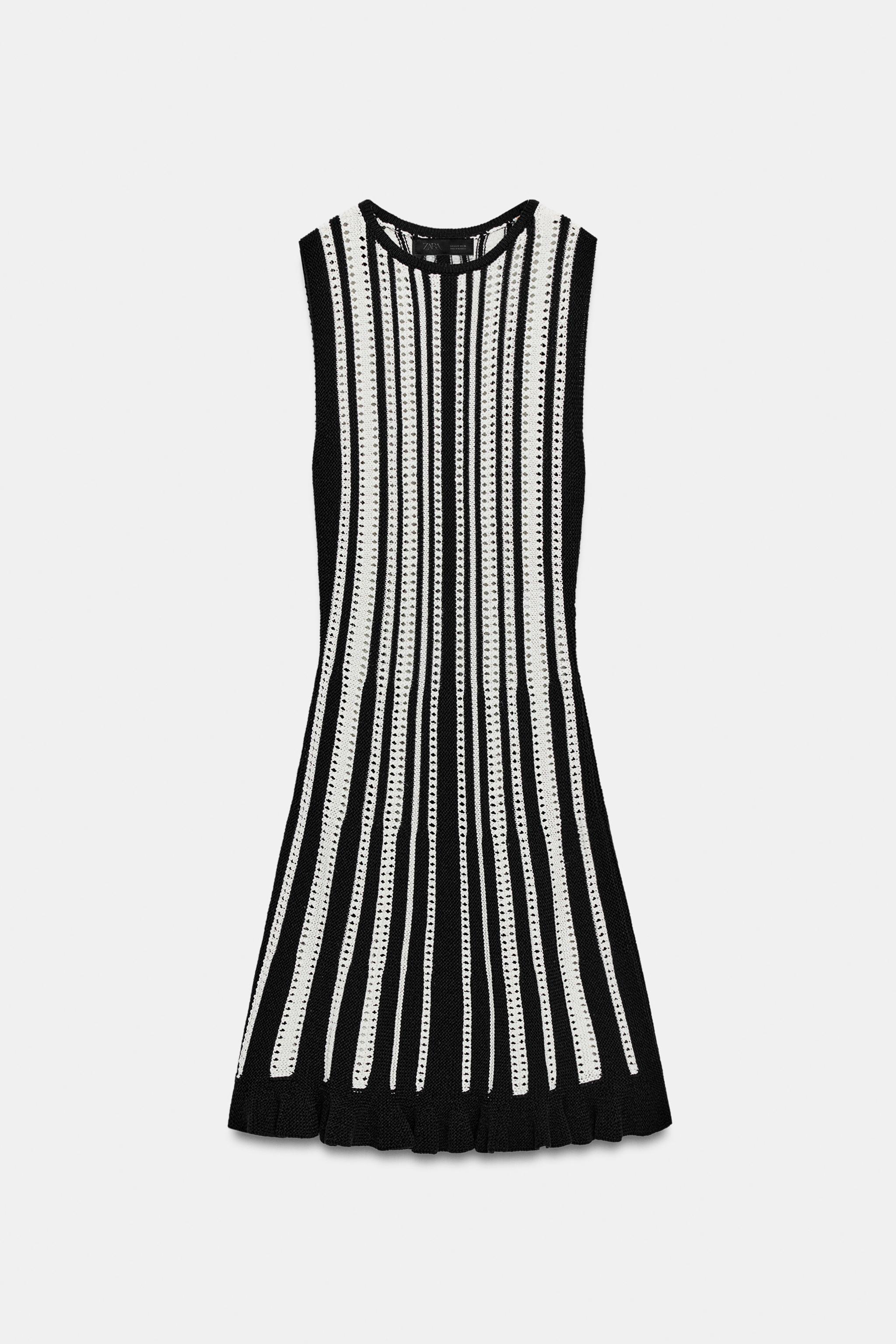 STRIPED KNIT MINI DRESS - Black / White | ZARA United States