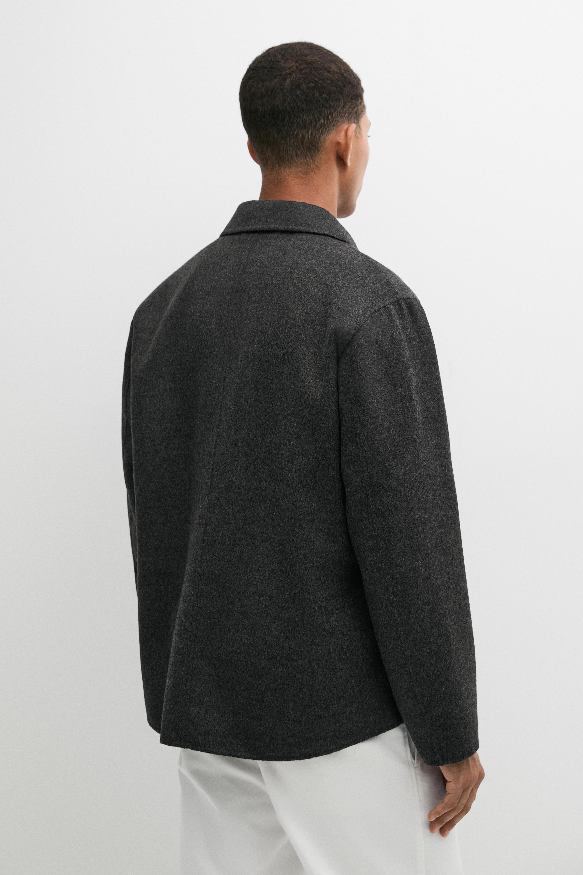 Wool blend overshirt with pocket detail