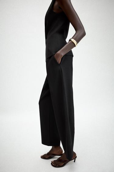 PANTALÓN CARROT PINZAS - Negro de Zara