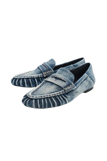 Zara DENIM EFFECT LOAFERS - Blue