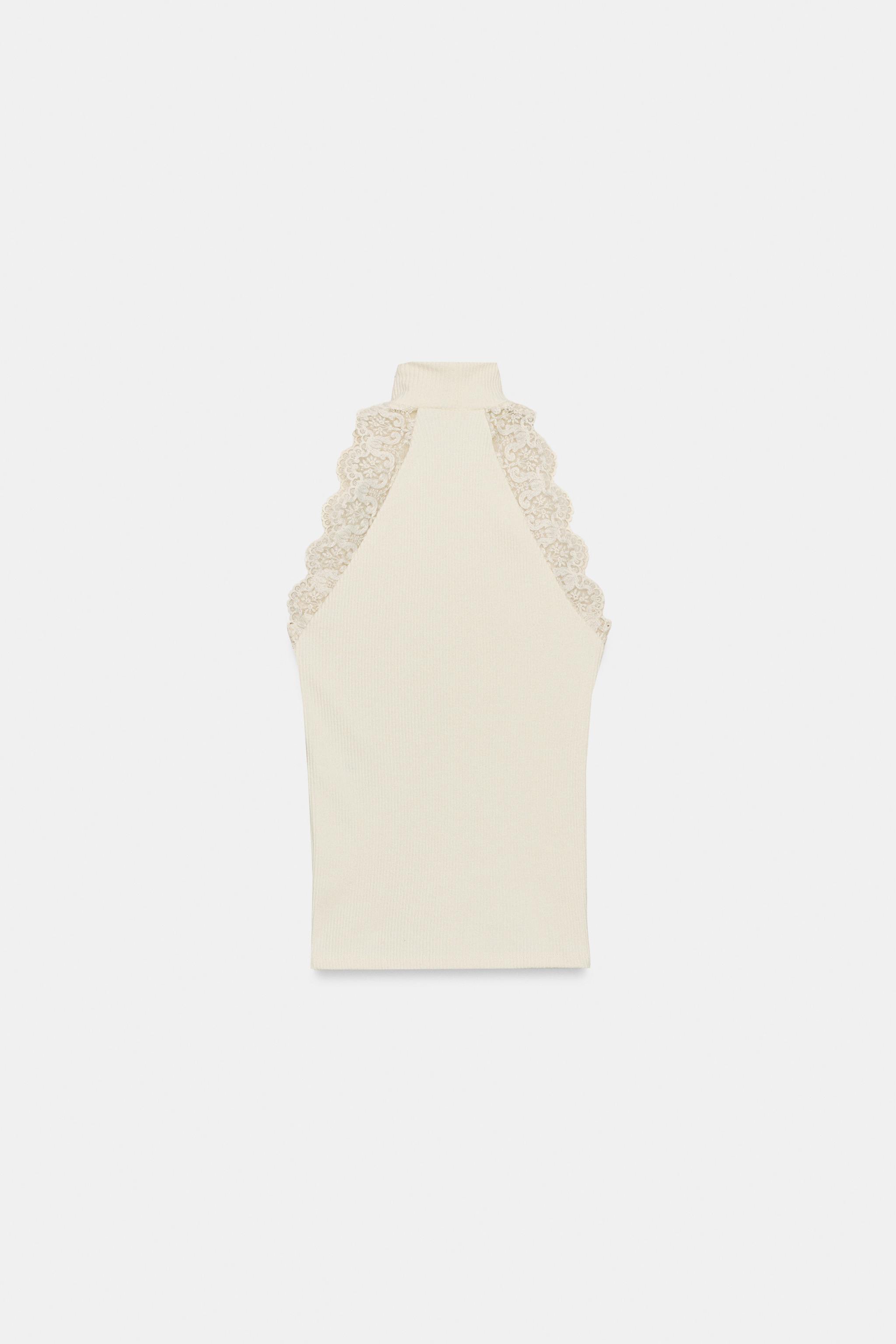 TOP CÔTELÉ DENTELLE