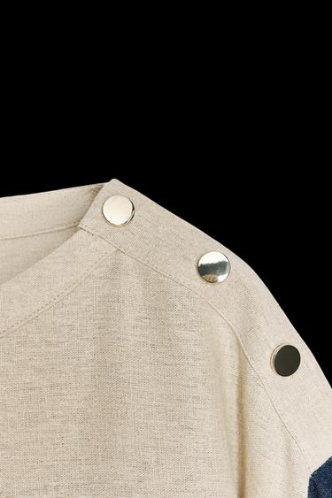 STRIPED LINEN BLEND BLOUSE - Navys / Ecrus by Zara
