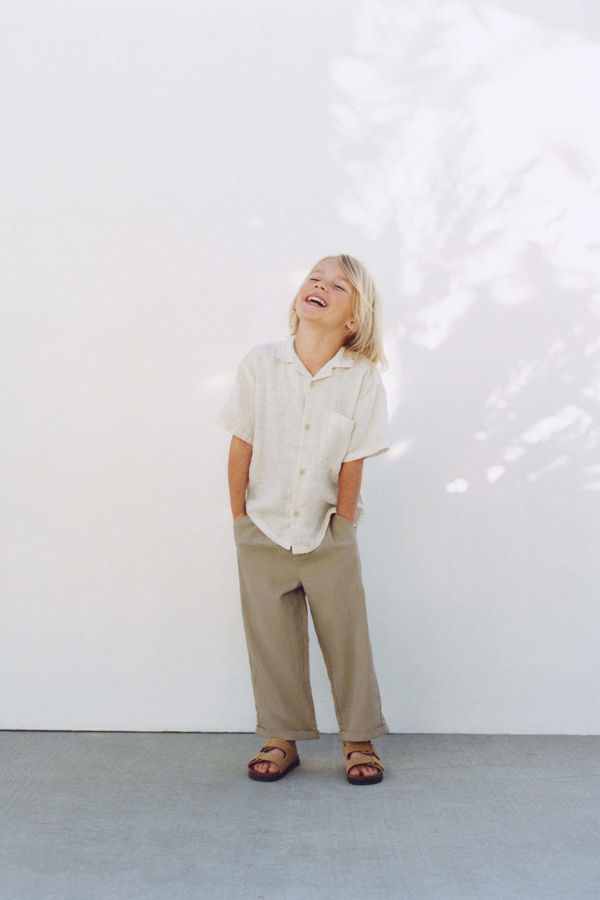 SEERSUCKER BAGGY PANTS - Blue | ZARA United States