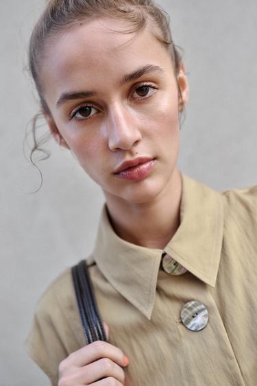COLLARED TOP - Mid-camel by Zara - Image 2