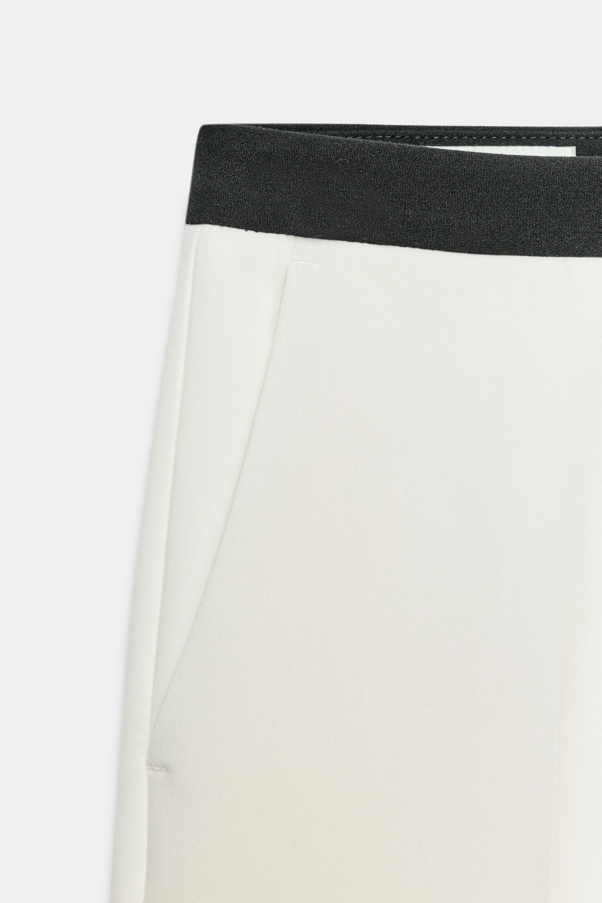 CONTRAST WAIST STRAIGHT PANTS