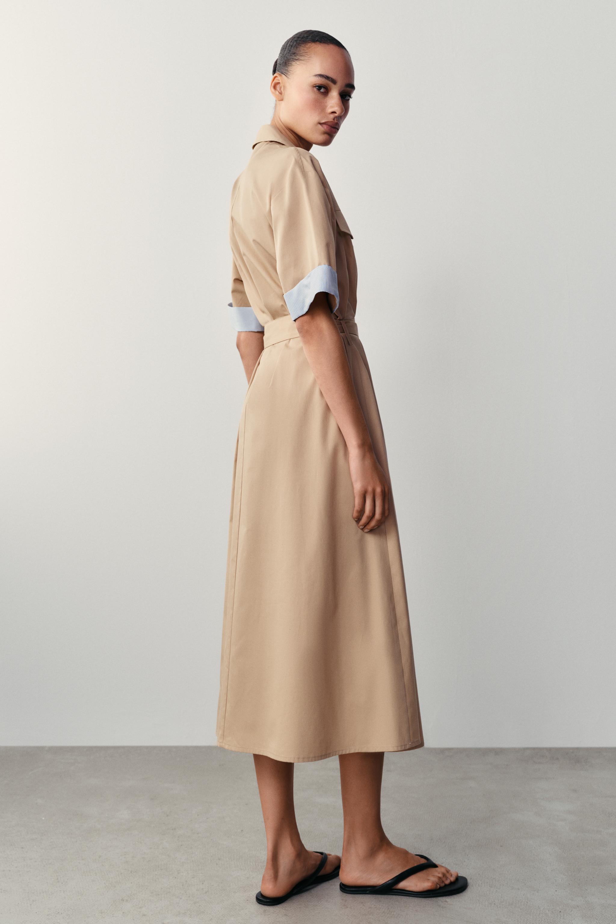 ROBE-CHEMISE MI-LONGUE AVEC CEINTURE