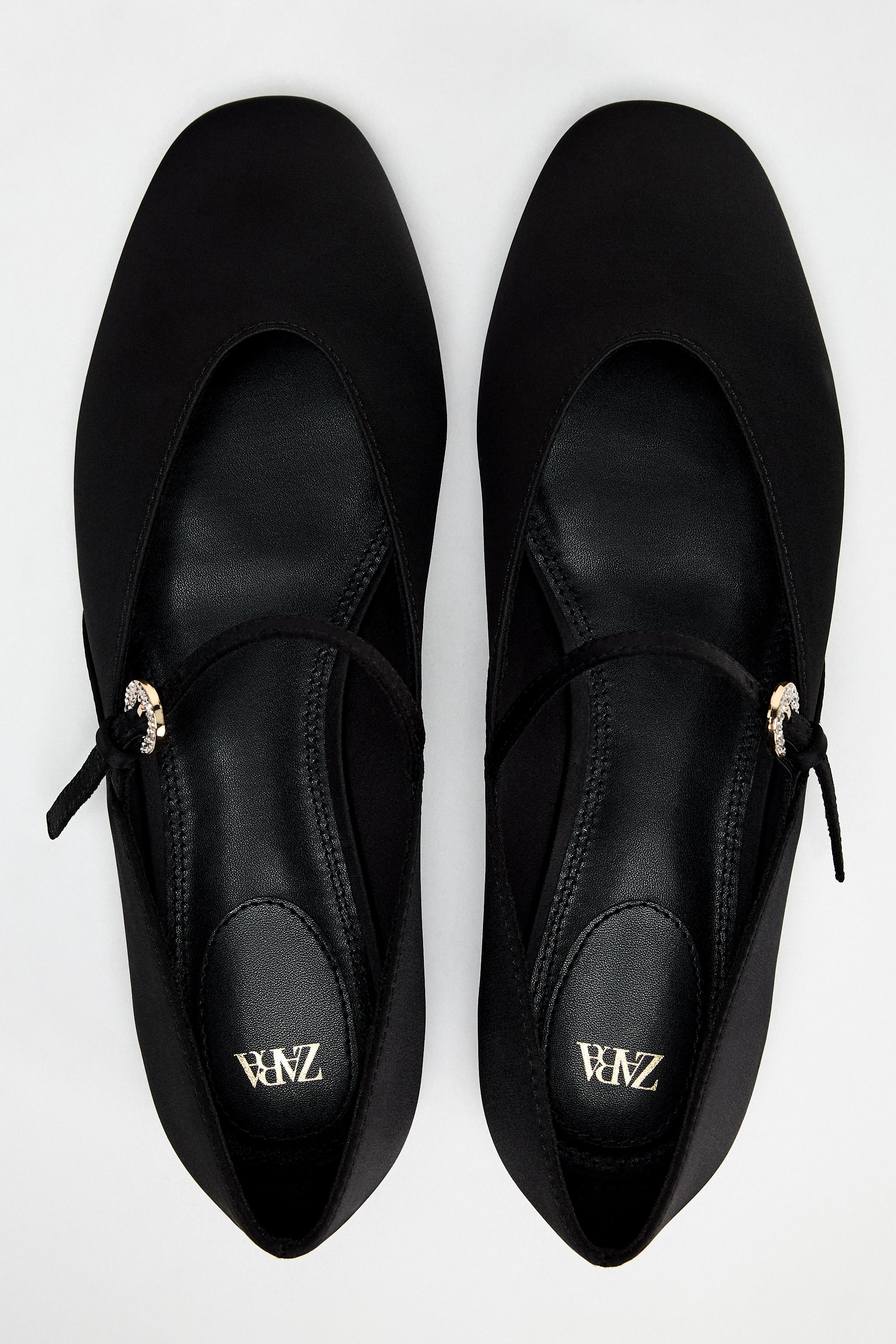 サテン風バレリーナシューズ - ブラック | ZARA Japan / 日本