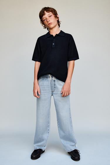 JEANS WIDE LEG - E kaltër e mesme nga Zara