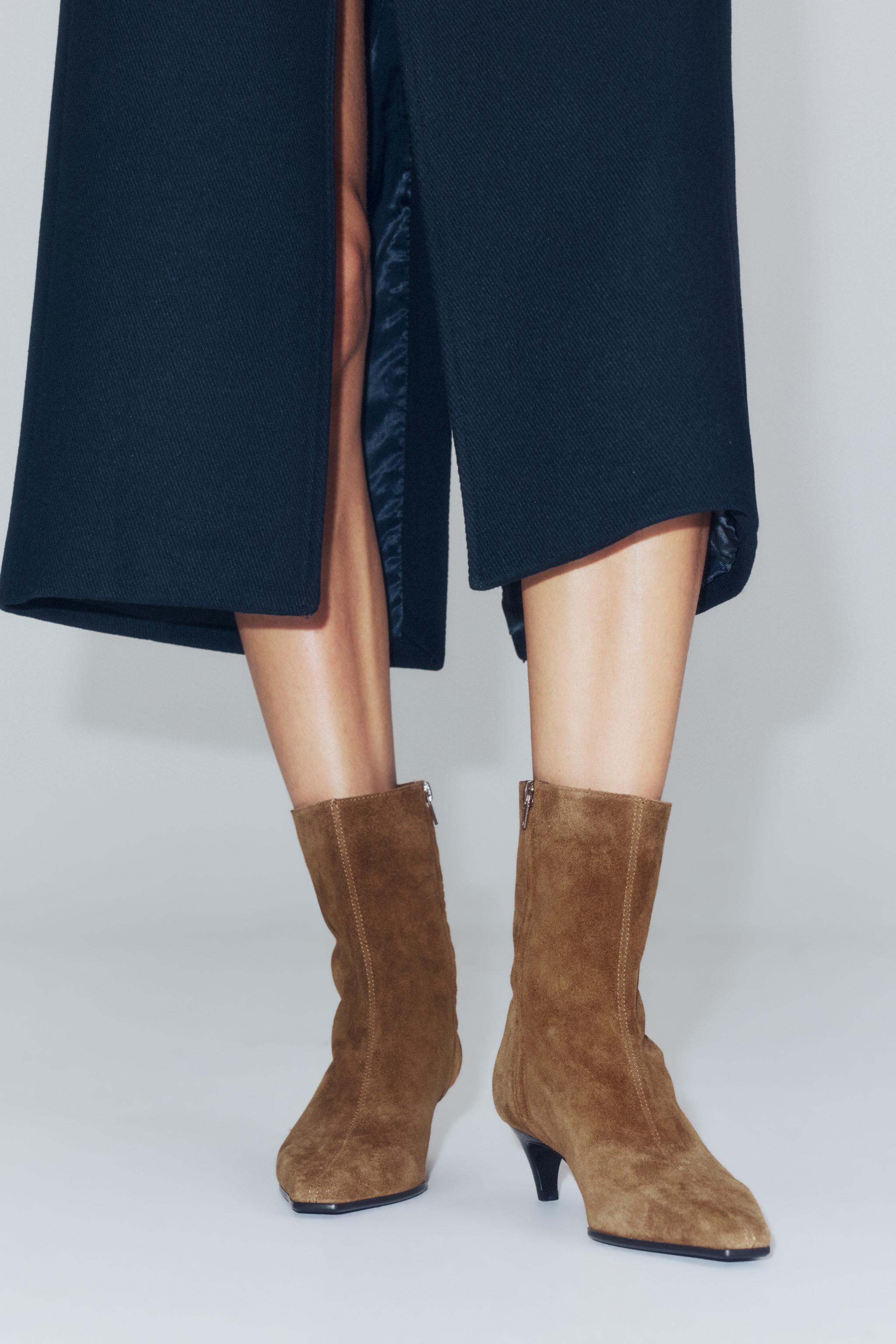 SUEDE KITTEN HEEL ANKLE BOOTS