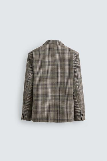 DOUBLE-BREASTED CHECK BLAZER - camel by Zara - Image 8