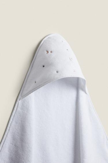MOON AND STAR HOODED BABY TOWEL - Oyster-white by Zara - Image 1