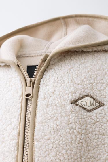 FAUX SHEARLING JACKET WITH HOOD - Ecru by Zara - Image 4