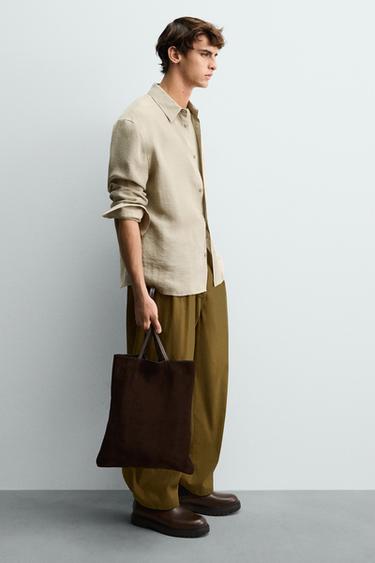 LEATHER TOTE BAG - Brown by Zara - Image 0