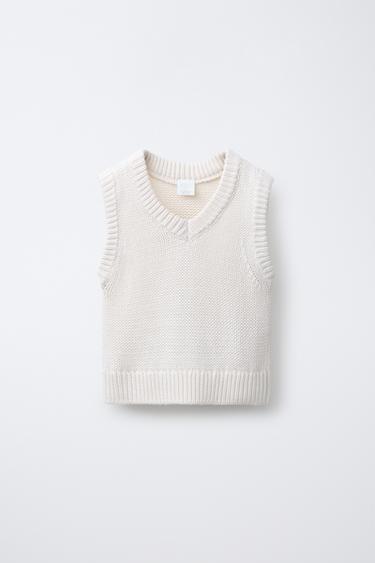 COLETE BÁSICO DE TRICÔ - Branco-marfim da Zara