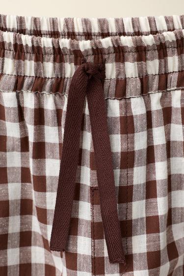 PANTALON À CARREAUX VICHY CRÉÉ PAR CARAMEL LONDON X ZARA - Chocolat de Zara - Image 2
