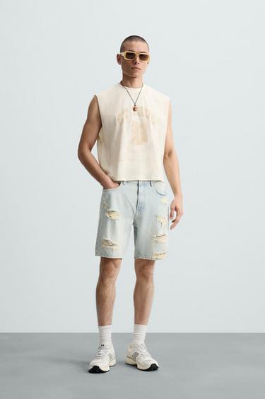 BERMUDA DENIM ROTOS - Azul claro de Zara - Imagen 0