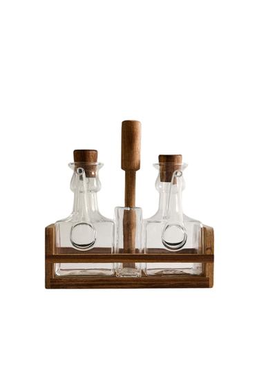 SET ACEITERAS BOROSILICATO MADERA - Transparente de Zara