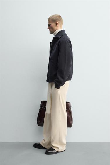 PADDED JACKET WITH RIBBED COLLAR - Navy blue by Zara - Image 3