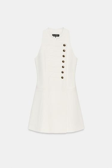 ROBE COURTE À BRANDEBOURGS - Blanc de Zara