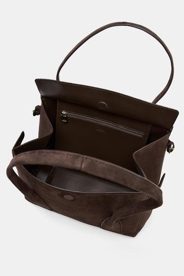 SAC CITYBAG EN CUIR DAIM - Marron de Zara - Image 5