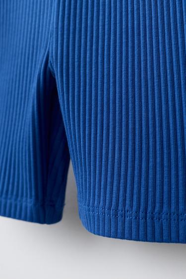 LEGGING DE CYCLISTE CANNELÉ INSCRIPTION EN RELIEF - Bleu roi de Zara - Image 3