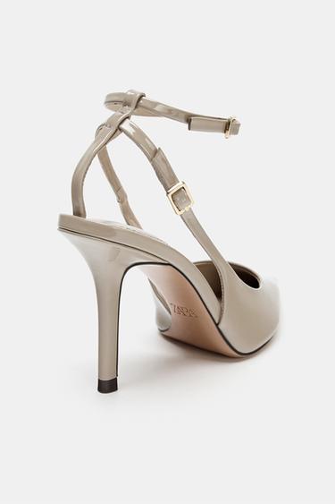 FAUX-PATENT HIGH-HEEL SLINGBACK SHOES - Taupe Grey by Zara - Image 5