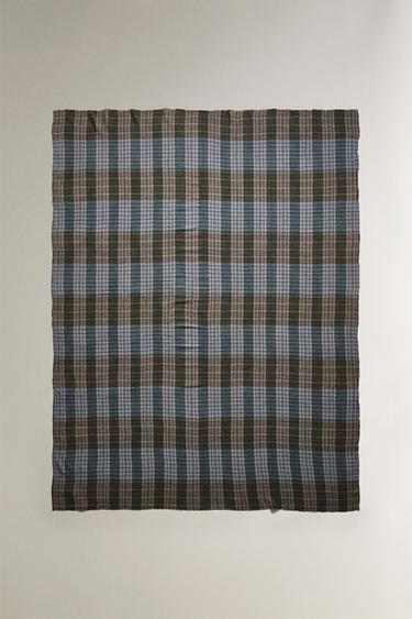 CHECK WOOL THROW - Greens by Zara - Image 0