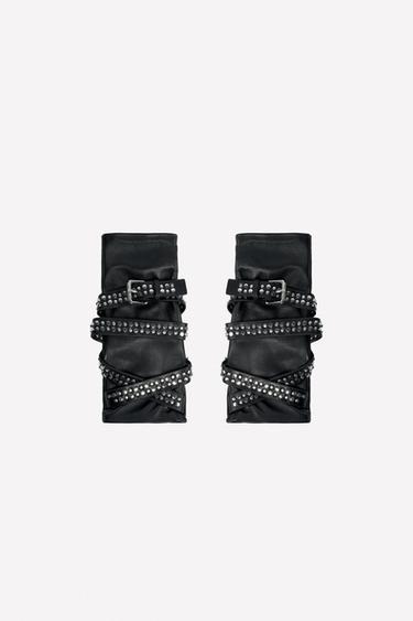 قفازات جلد بحزام مرصع LUDOVIC DE SAINT SERNIN x ZARA - أسود الخاص بـ Zara