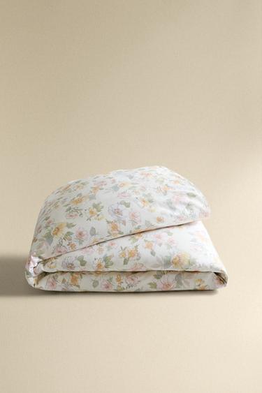 SATEEN FLORAL DUVET COVER - Ecru by Zara - Image 4