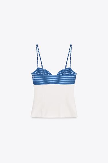TOP ÉLASTIQUE IMPRIMÉ FOULARD - Blanc de Zara - Image 1