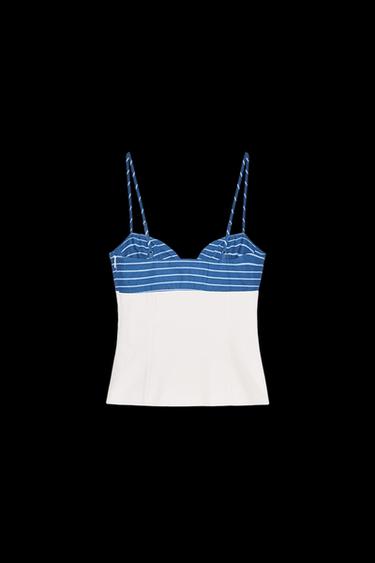 Zara STRETCHY HANDKERCHIEF PRINT TOP - White