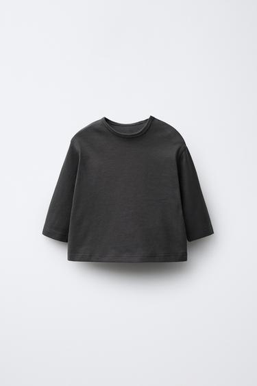 PLAIN LONG SLEEVE T-SHIRT - Grey by Zara - Image 0