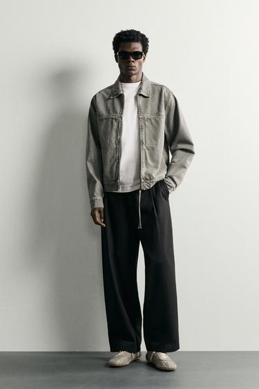 CAMISA AMPLA REGULAR FIT COM ZÍPER - Caqui da Zara - Imagem 0