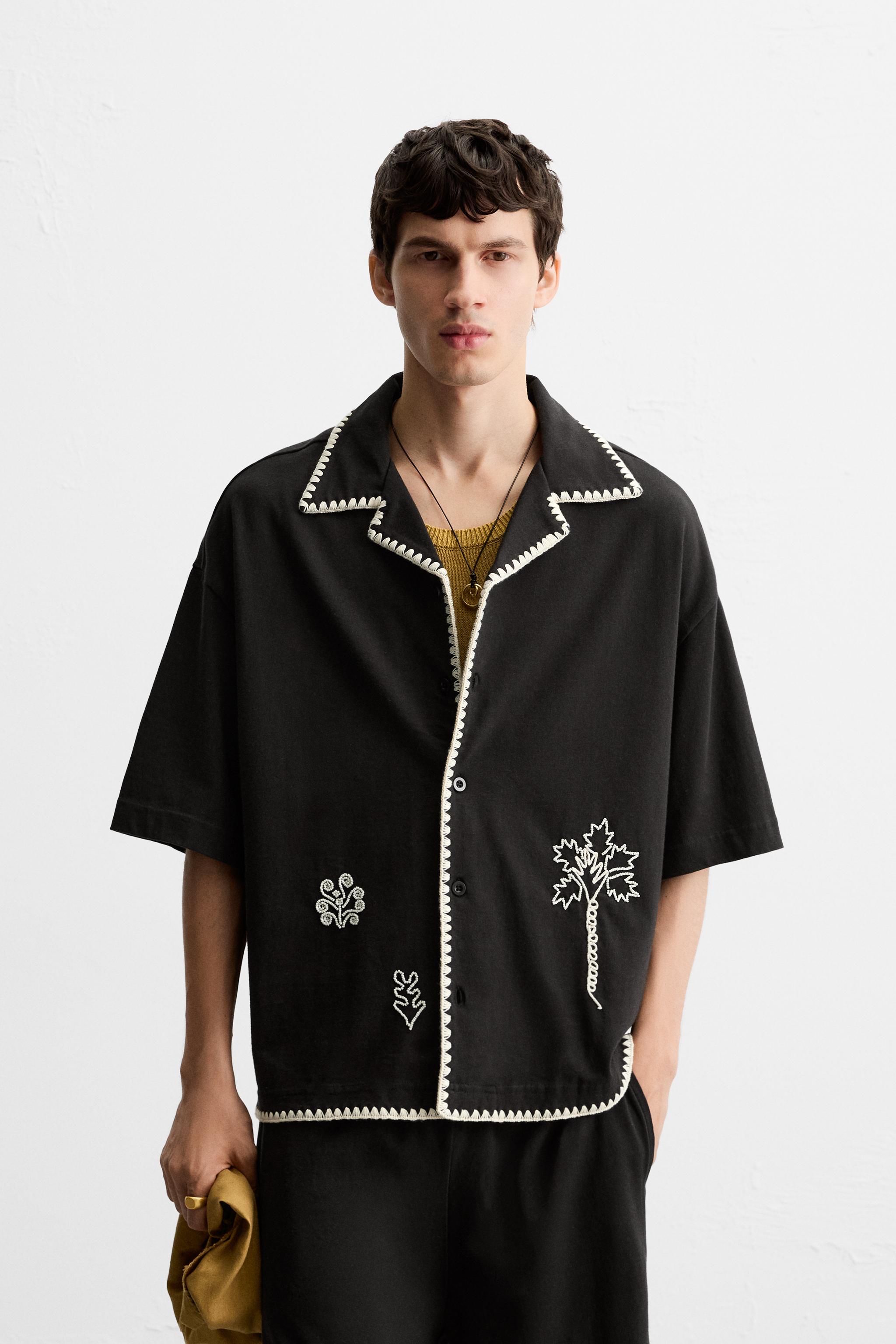 CHEMISE BRODERIES CONTRASTE
