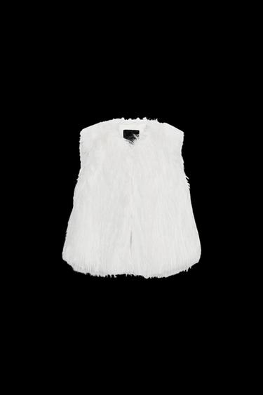 Zara ZW COLLECTION FAUX FUR VEST - White - Image 0