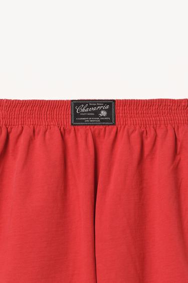 Zara WILLY CHAVARRIA X ZARA EMBROIDERED JOGGER SHORTS - Red