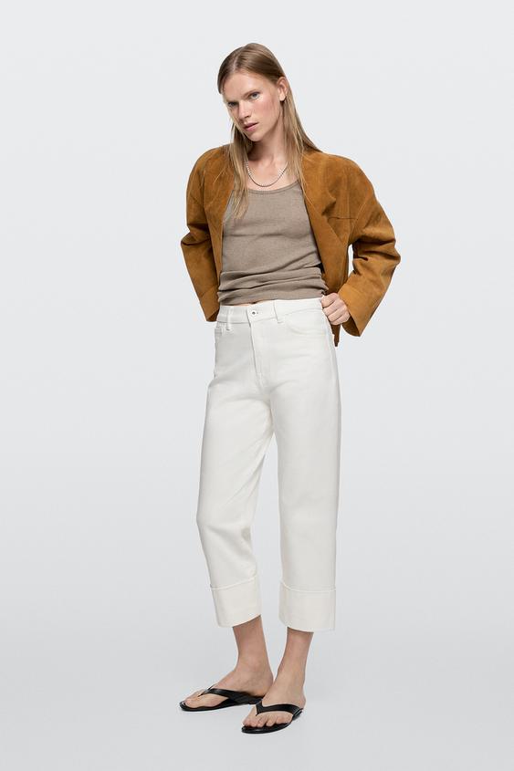 Mid-waist capris with turn-up hems from Zara - $100