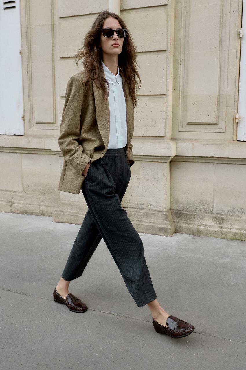 STRAIGHT-LEG DARTED TROUSERS - striped | ZARA Australia display picture 1