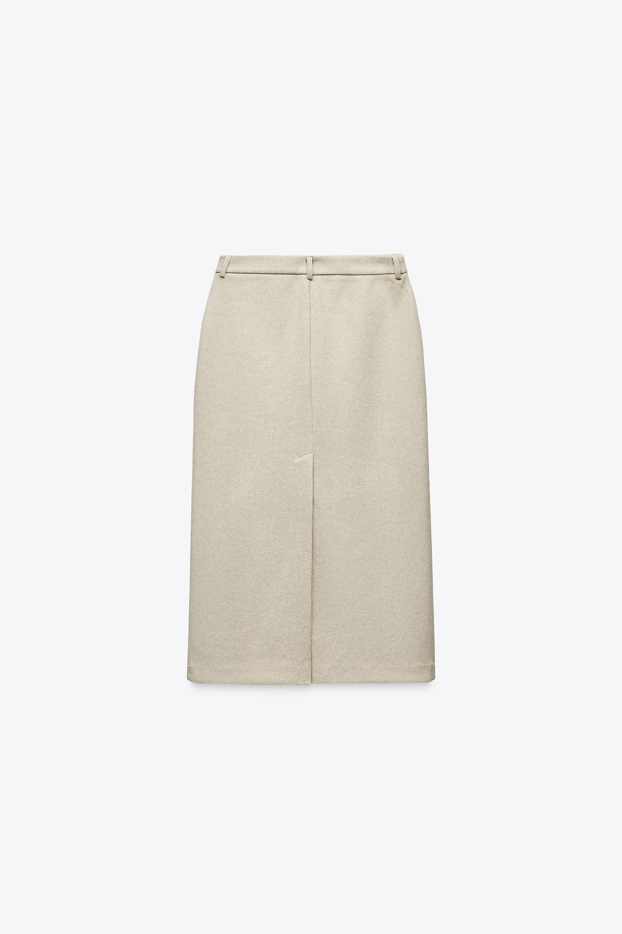 【ZARA】ソフトな風合いのミディ丈スカート | 4090/312/710 SOFT RUSTIC MIDI SKIRT - Beige | ZARA United States