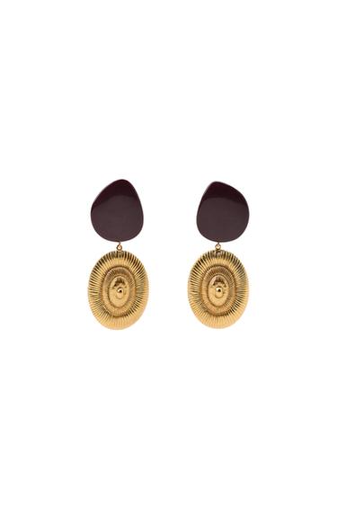 STONE AND SHELL EARRINGS - Golden by Zara