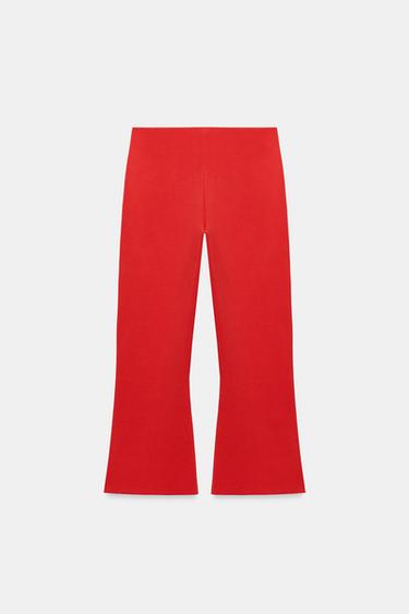 PANTALON ÉVASÉ EN MAILLE - Corail rouge de Zara - Image 2