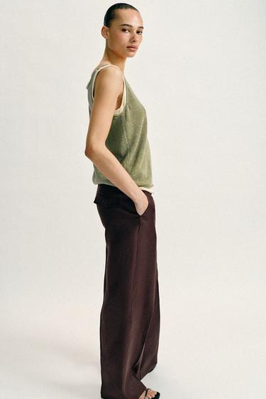 TOP EN MAILLE BIMATIÈRE - Kaki de Zara - Image 4